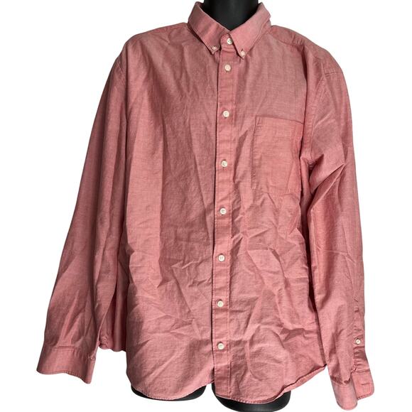 Goodfellow Mens Shirt XXL Pink Button Up Long Sleeve 100% Cotton Pocket Preppy - Picture 1 of 5